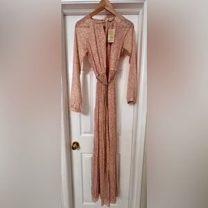 MICHAEL Michael Kors Peach Paisley Maxi Dress with Gold Chain Belt
